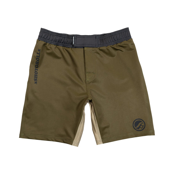 Shoyoroll All Terrain Training Fitted Shorts • Olive • Extra Large • BRAND NEW